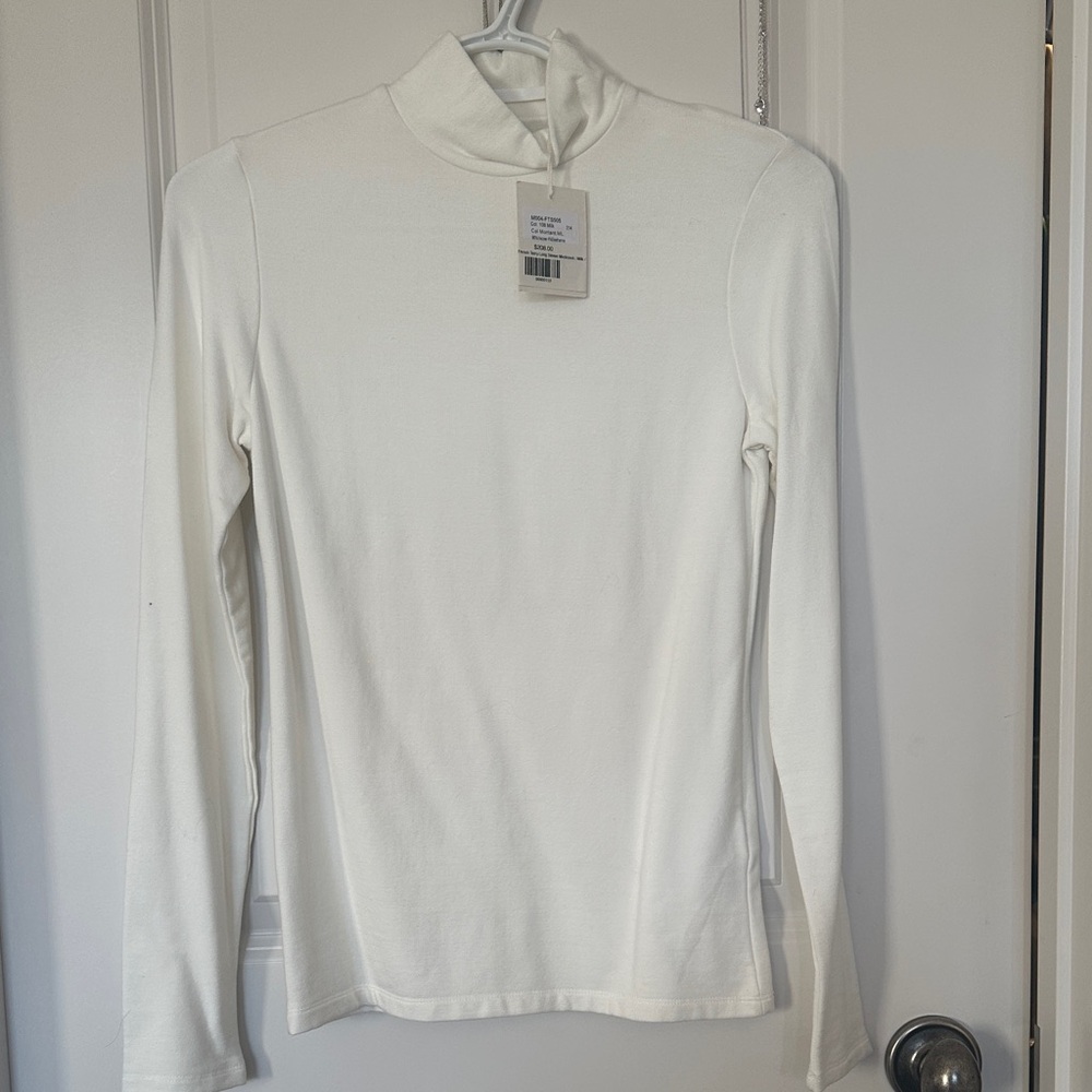 Women's White Long-Sleeve Mock Neck Top